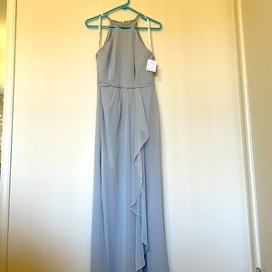 David’s Bridal- High-neck chiffon bridesmaids dress with cascade- Mystic